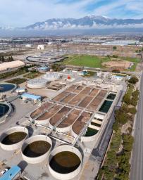 Aerial view of a water treatment facility 