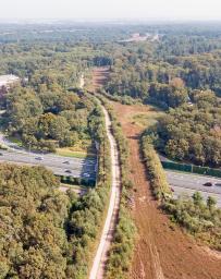 Aerial of a wildlife crossing