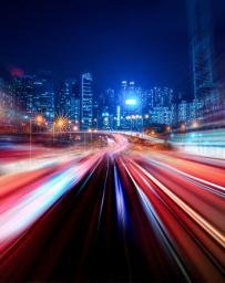 Abstract Motion Speed Light with Night City Background