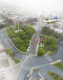 Logan Square aerial rendering