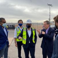 Jacobs Chief Operating Officer Bob Pragada talks with Intel Chief Executive Officer Pat Gelsinger and Intel Senior Vice President, Manufacturing, Supply Chain and Operations Keyvan Esfarjani.