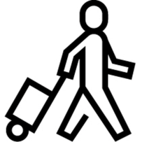 Line drawing - person pulling suitcase