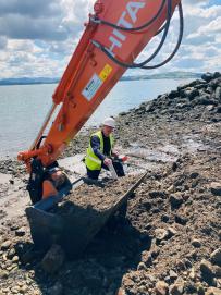 Monitoring material before it is removed from the beach