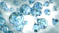 Molecule (atom) structure on blue background