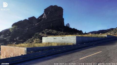 Red Rocks Depot - View from Alameda Parkway