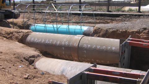 Water pipelines being buried