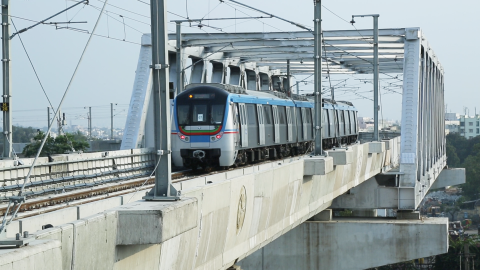 Hyderabad Metro Rail - elevated rail line. © L&amp;T Hyderabad Metro Rail Ltd