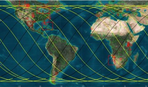 Map showing 40 different AMASS target locations where ESRS requests new ISS photography.