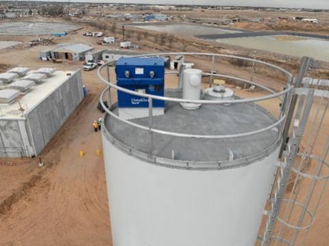 Drone image of a silo for inspection