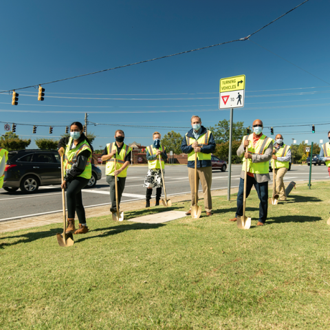 Blane and the public works team on the project site in PPE