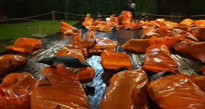 Team sleeping in bags at the sleep out