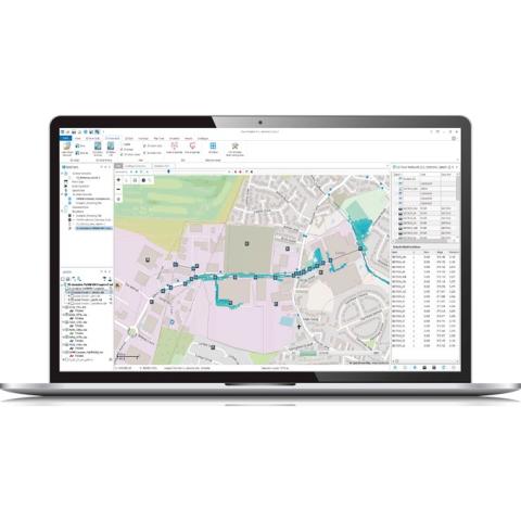 Flood monitoring program open on a laptop