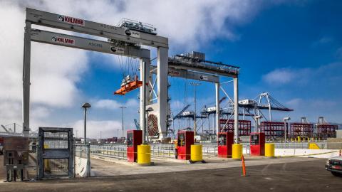 Cranes and containers at Port of Los Angeles