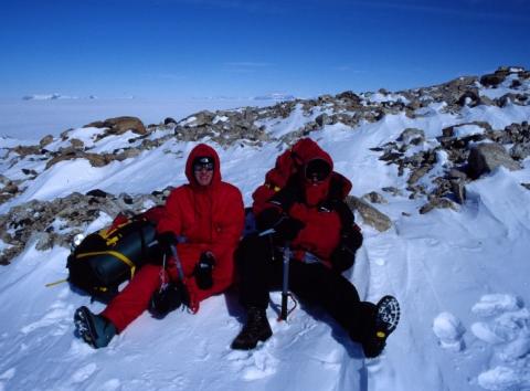 Paul Digney on top of mountain in snowsuit