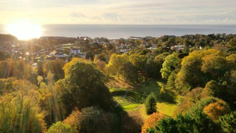 Sidmouth Flood Alleviation Scheme at sunset