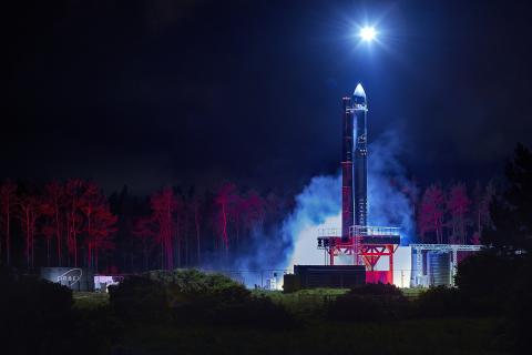 Orbex Prime rocket at night