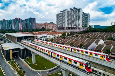 Hyundai-Rotem train sets on the MRT Putrajaya Line
