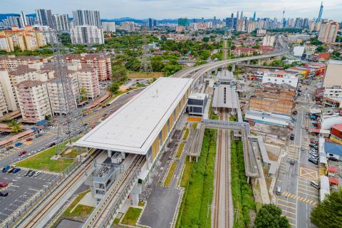 Aerial view of Kampung Baru MRT Station