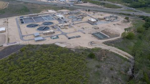 Aerial view of a water treatment facility 