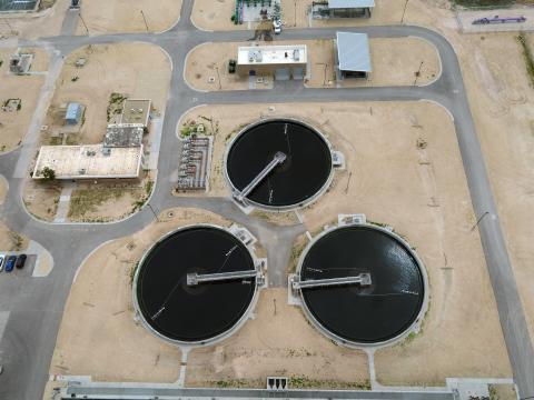 Aerial view of treatment ponds