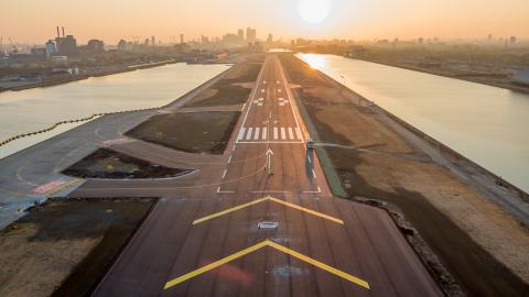 The completed runway rehabilitation project at London City Airport in 2017