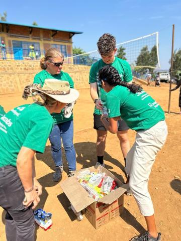 Unpacking toys for children at the school