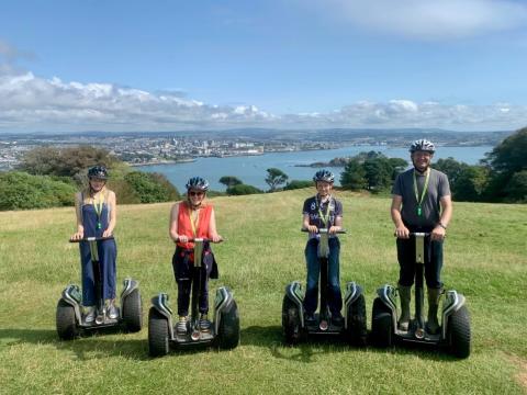 Graeme Cooper and family embracing electric mobility in the form of Segways in Cornwall. 