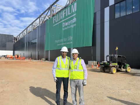 Bob Pragada and Koti Vadlamudi at the Fujifilm Diosynth Biotechnologies unveiling