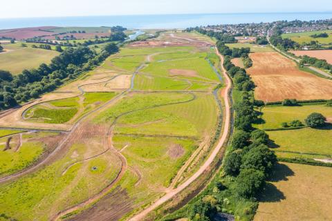 The Lower Otter Restoration Project site under construction. Credit KOR Communication/ East Devon Pebble bed Heaths / Clinton Devon Estates.