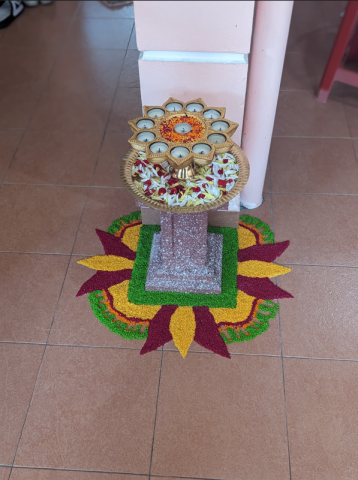 Rangoli decoration at a colleague's house to celebrate Deepavali.    