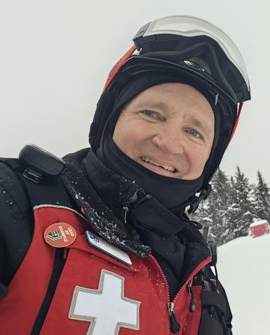 Loren in his ski patrol uniform while on duty at nearby Kelly Canyon Idaho Ski Resort