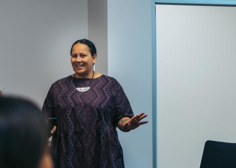 Presenting during Pūhoro STEMM academy launch