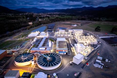 Bryn Estyn Water Treatment Plant Night View