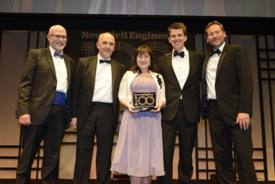 Team at New Civil Engineer's 100 Companies of the Year 2018 Awards