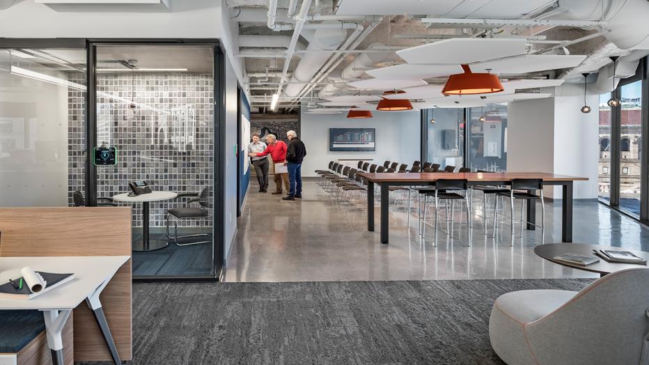 View inside office at the John Hancock Tower, Boston