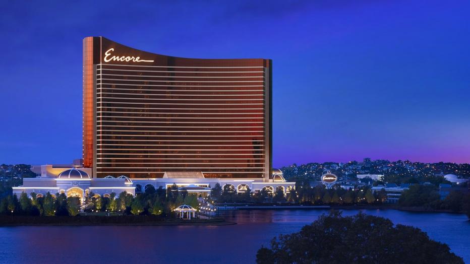 View of Encore Boston from across the harbor
