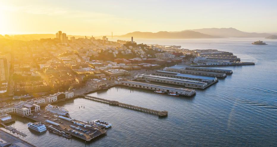 Aerial view of San Francisco port