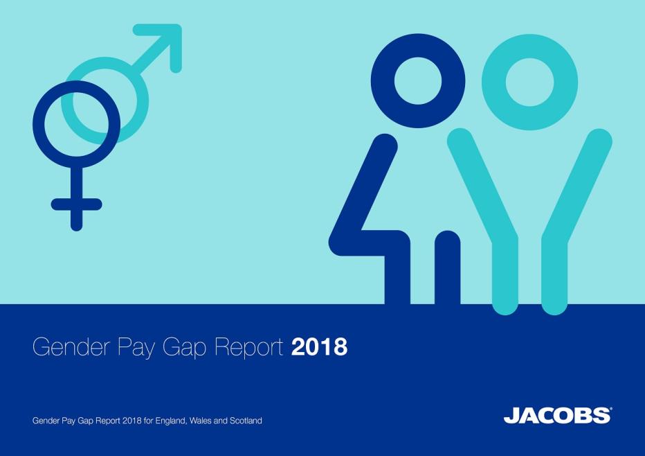 Cover of 2018 gender pay gap report - line drawing of man and woman