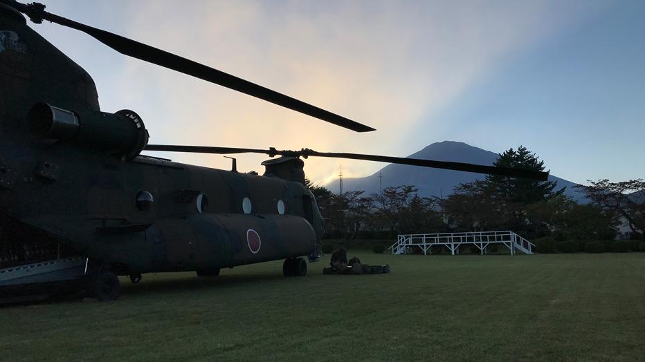 Military plane at dusk