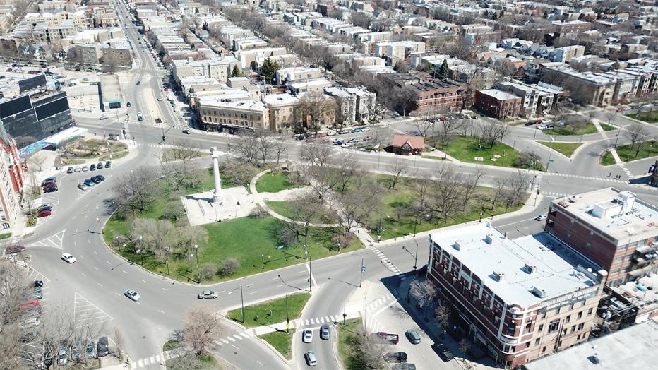 Aerial view of Logan Square