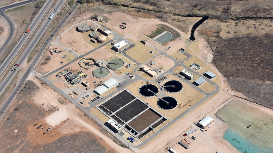 Midland Texas water treatment plant aerial