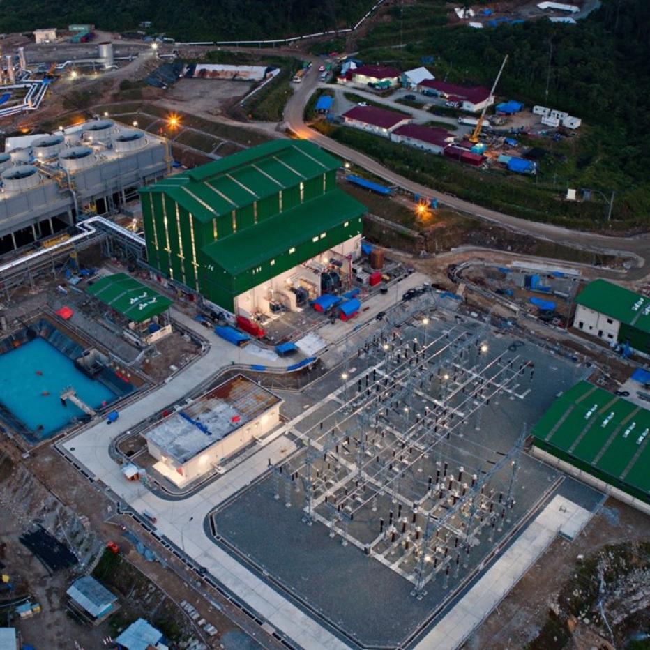 Aerial view of the Muara Laboh Geothermal Power Plant 