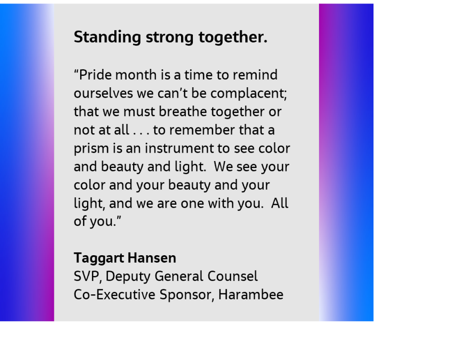 Taggart Hansen standing strong together quote graphic