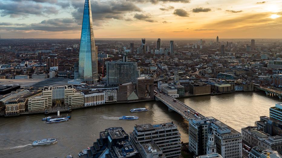 London skyline at sunset