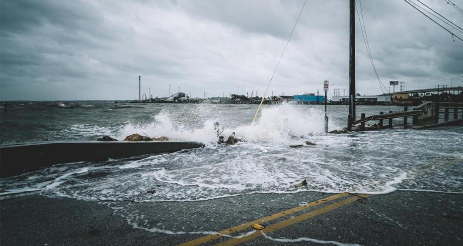 Stock image of flooding on a road