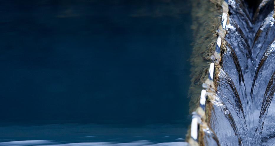 Water flowing over edge