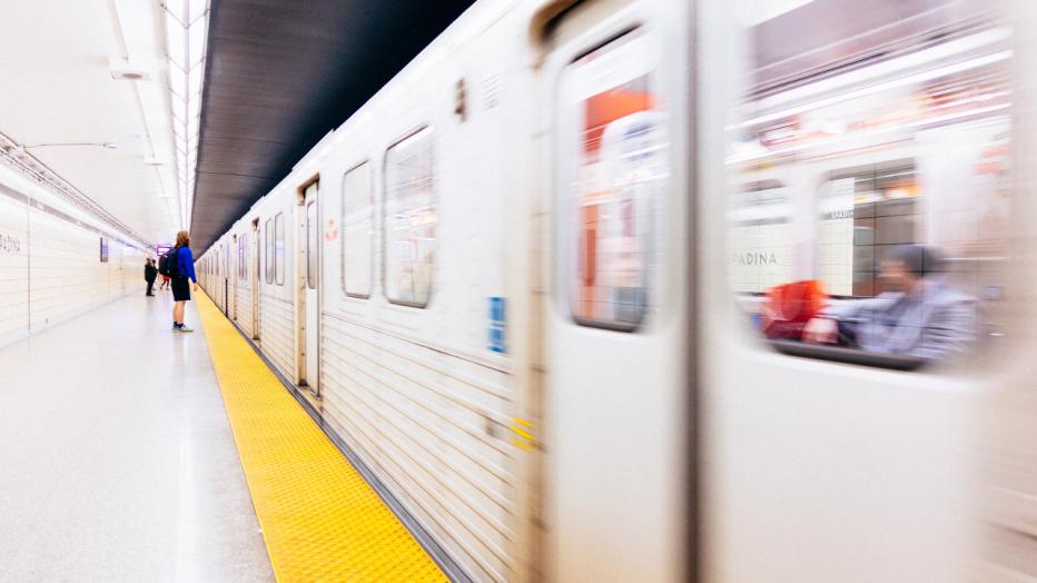 subway train pulling into station