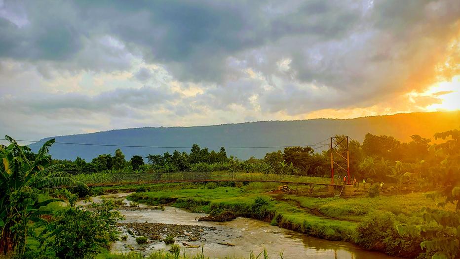 Sunrise over mountain in Uganda