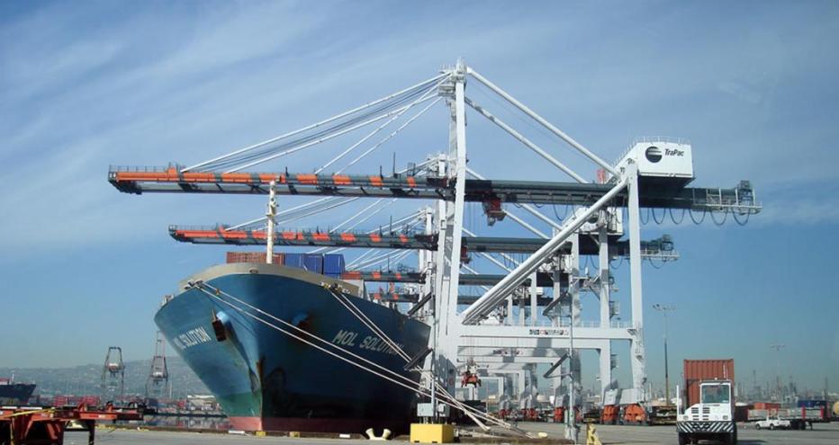 Container ship at Port of Los Angeles