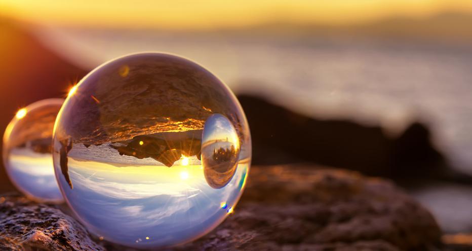 Sunset through a clear globe